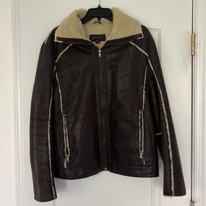 COPY - Aldo Mens Coat Brown Aviator genuine Leather Jacket